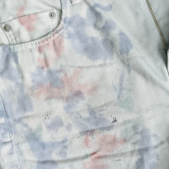 John Elliott Denim Shorts Tie Dye 5-Pocket Fray Hem White Purple Push Pop 29 NWT - Picture 4 of 14